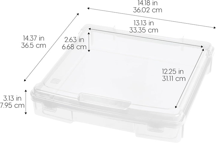 Iris Ohyama, Tragbare Aufbewahrungsbox mit Deckel flach, Schreibtisch Organizer, Transparent, 10L, 6