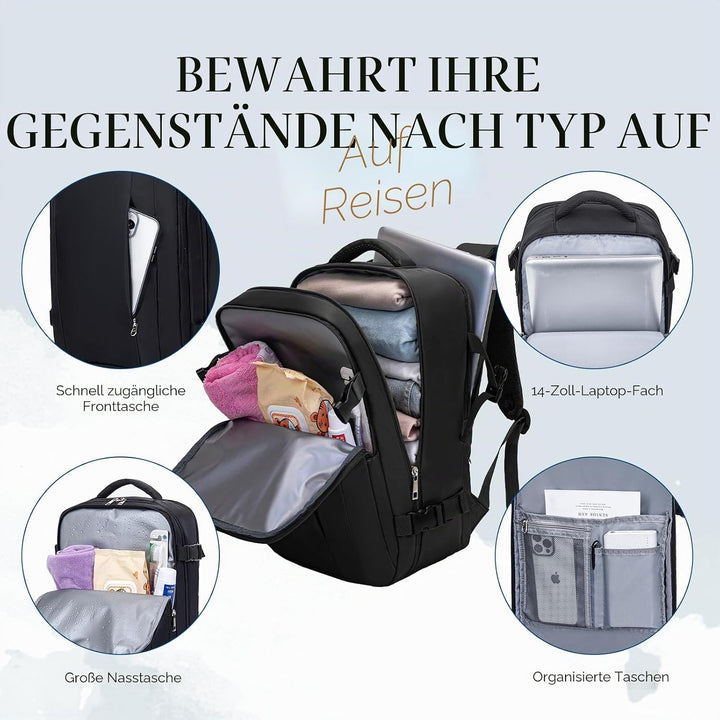 VMIKIV Handgepäck Rucksack 40x20x25 für Ryanair Rucksack Damen Wasserdicht Laptop Rucksack Herren fü
