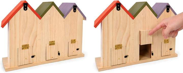 colourliving Nisthaus Birdy 3er Vogelhaus Holz Nistkasten | Holz 42 x 25 x 13 cm 32 mm Einflugloch f