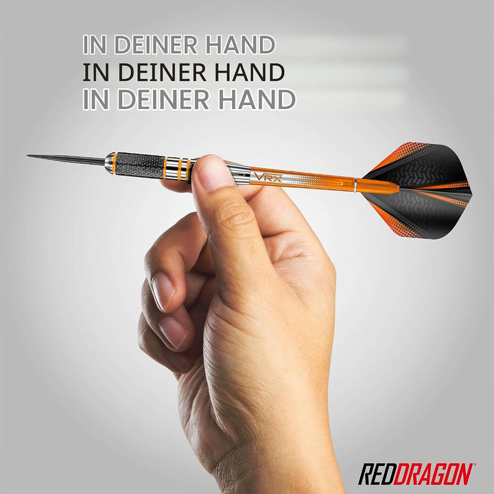 RED DRAGON Amberjack Series Steel Profi Dartpfeile Steeldarts Set mit Flights und Schäfte 28.0 Gramm