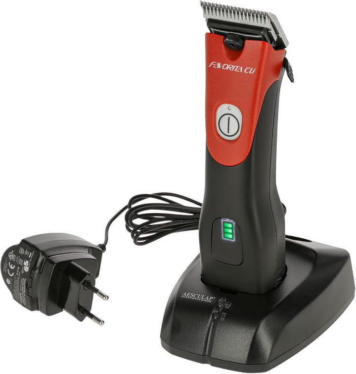 Agrarzone Edition Aesculap Favorita CLi Akku Schermaschine rot mit Aufsteckkamm Set | Ergonomische P