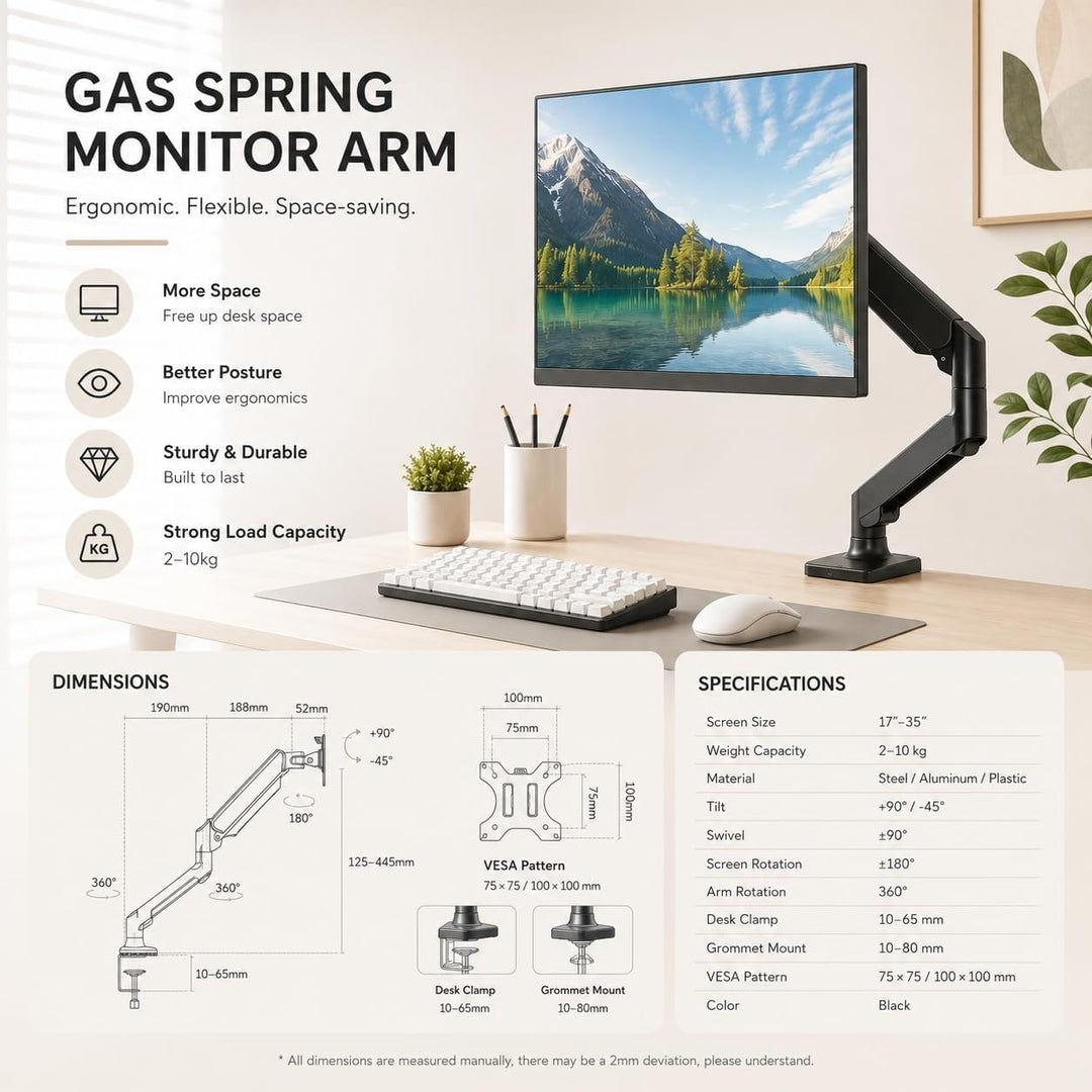 Monitor &amp; Laptop Halterung 2-in-1, verstellbare Armhalterung für 14-17 Zoll Notebook &amp; bis zu 32 Zol