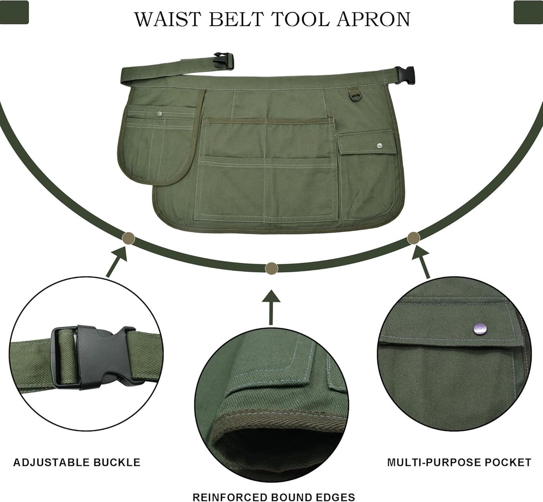 Nanxson Unisex Werkzeugschürze Gartenschürze kurz Segeltuchschürze | Damen Herren Einstellbar Taille
