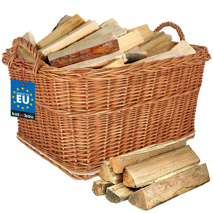 KOTARBAU® Weidenkorb für Brennholz - Holzkorb für Kaminholz - Erntekorb - 60x50 cm - Kaminholzkorb m