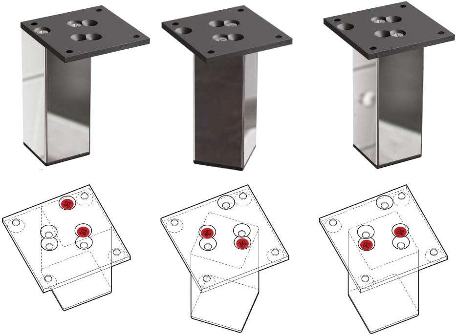 Sossai Exklusiv Möbelfüsse E4MF, 4er Set, Höhe: 120 mm, Chrom, aus Aluminium 45 x 45 mm Vierkantprof