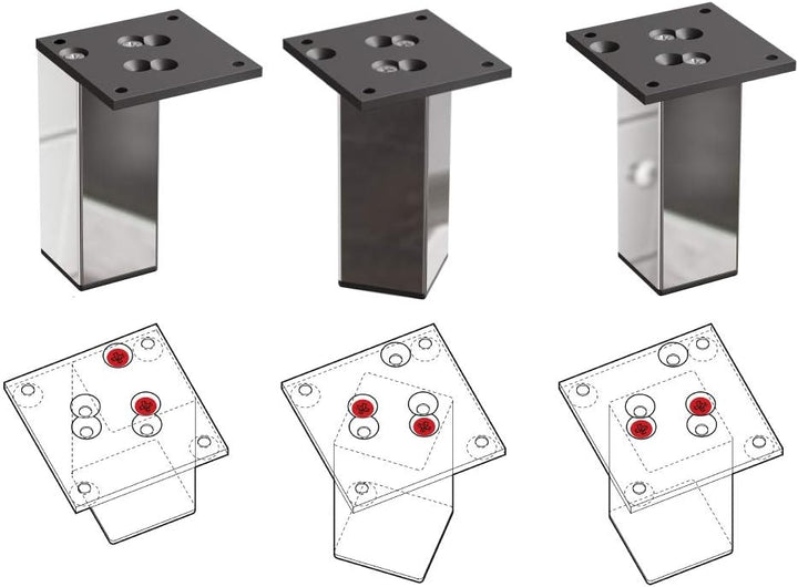 Sossai Exklusiv Möbelfüsse E4MF, 4er Set, Höhe: 120 mm, Chrom, aus Aluminium 45 x 45 mm Vierkantprof