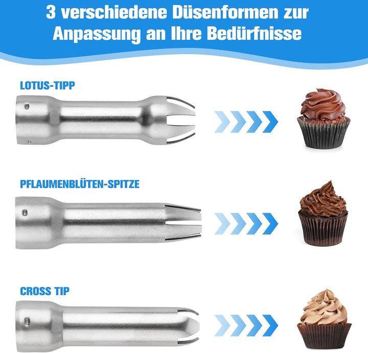 ERWEY Sahnespender 500ML, Sahnesyphon Edelstahl, Sahnesprüher Auslaufsicherer Einfach Reinigen mit 3