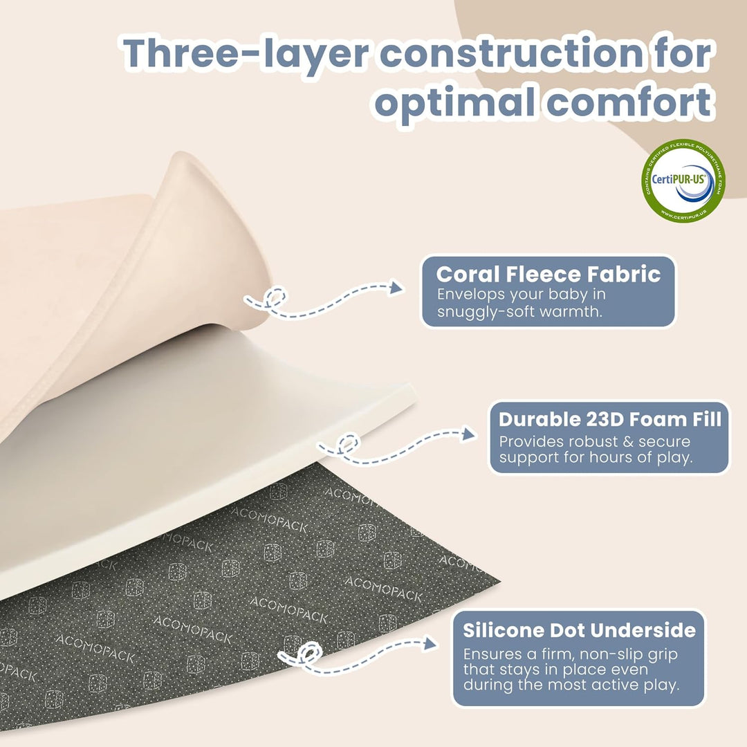 ACOMOPACK Baby Spielmatte aus 3cm dickem Memory-Schaumstoff, 180 x 200cm, Kinder Laufstallmatte für