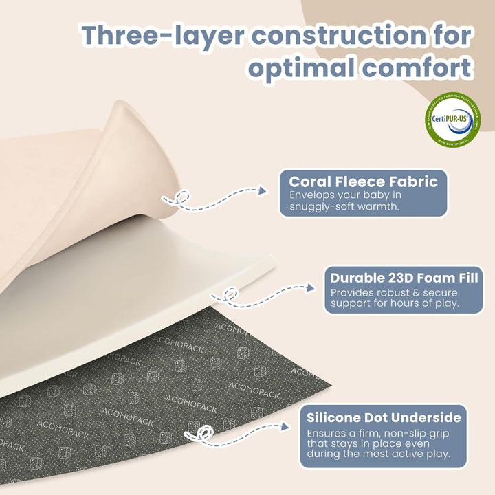 ACOMOPACK Baby Spielmatte aus 3cm dickem Memory-Schaumstoff, 180 x 200cm, Kinder Laufstallmatte für