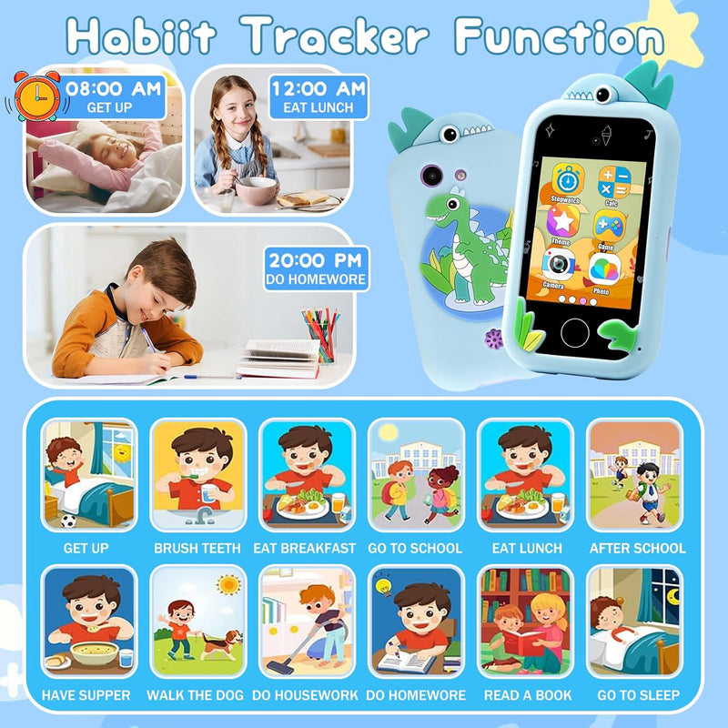 3T6B Kinder Handy Spielzeug,Kid Smartphone mit MP3-Player,Geschichtenerzählen,Selfie- und Videofunkt