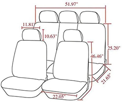 Linarun Sitzbezüge Auto Set Autositzbezüge Schonbezüge Vordersitze und Rücksitze Full Set Grau, Full