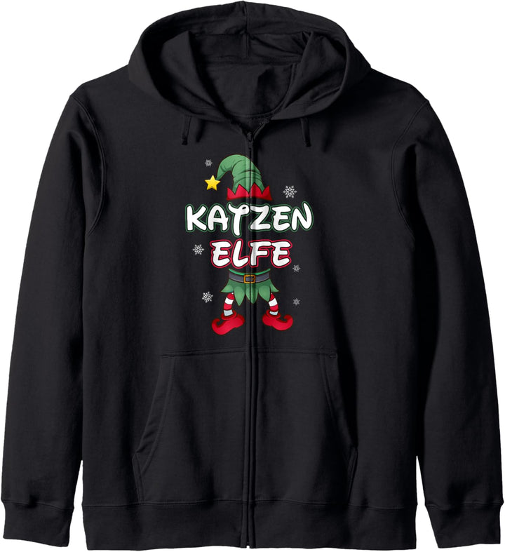 Katzen Elfe Weihnachtsoutfit Partnerlook Weihnachten Kapuzenjacke