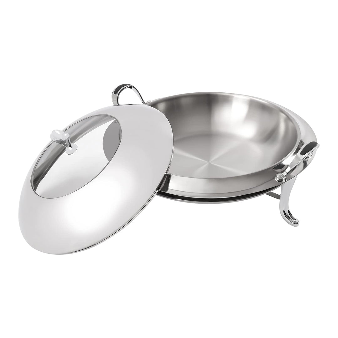 SABUIDDS 3L Edelstahl Warmhaltebehälter Speisenwärmer mit Rund Mahlzeit Brennpastenbehälter Chafing