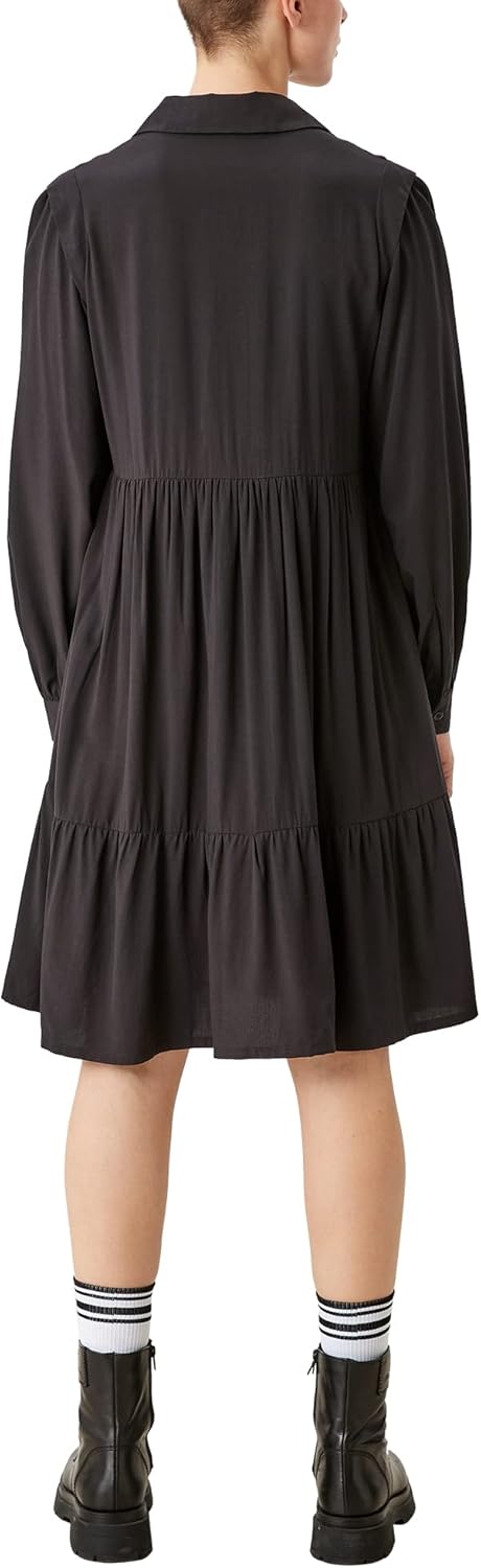 Q/S designed by - s.Oliver Damen Kleid Kurz Regular Fit Dress 36 Grau/Schwarz, 36 Grau/Schwarz
