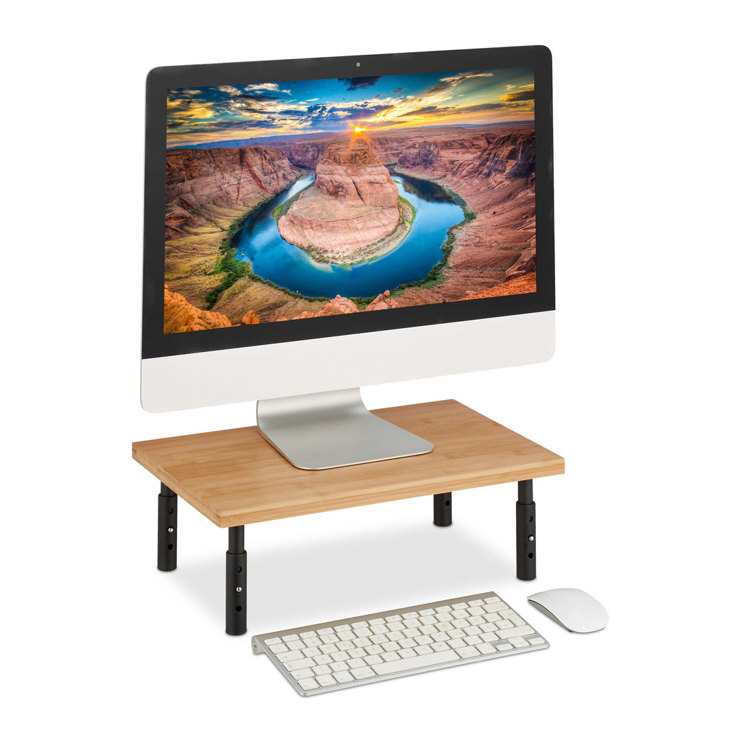 Relaxdays Monitorständer, höhenverstellbar, HxBxT: 16 x 42 x 26,5 cm, Bildschirmerhöhung für Schreib