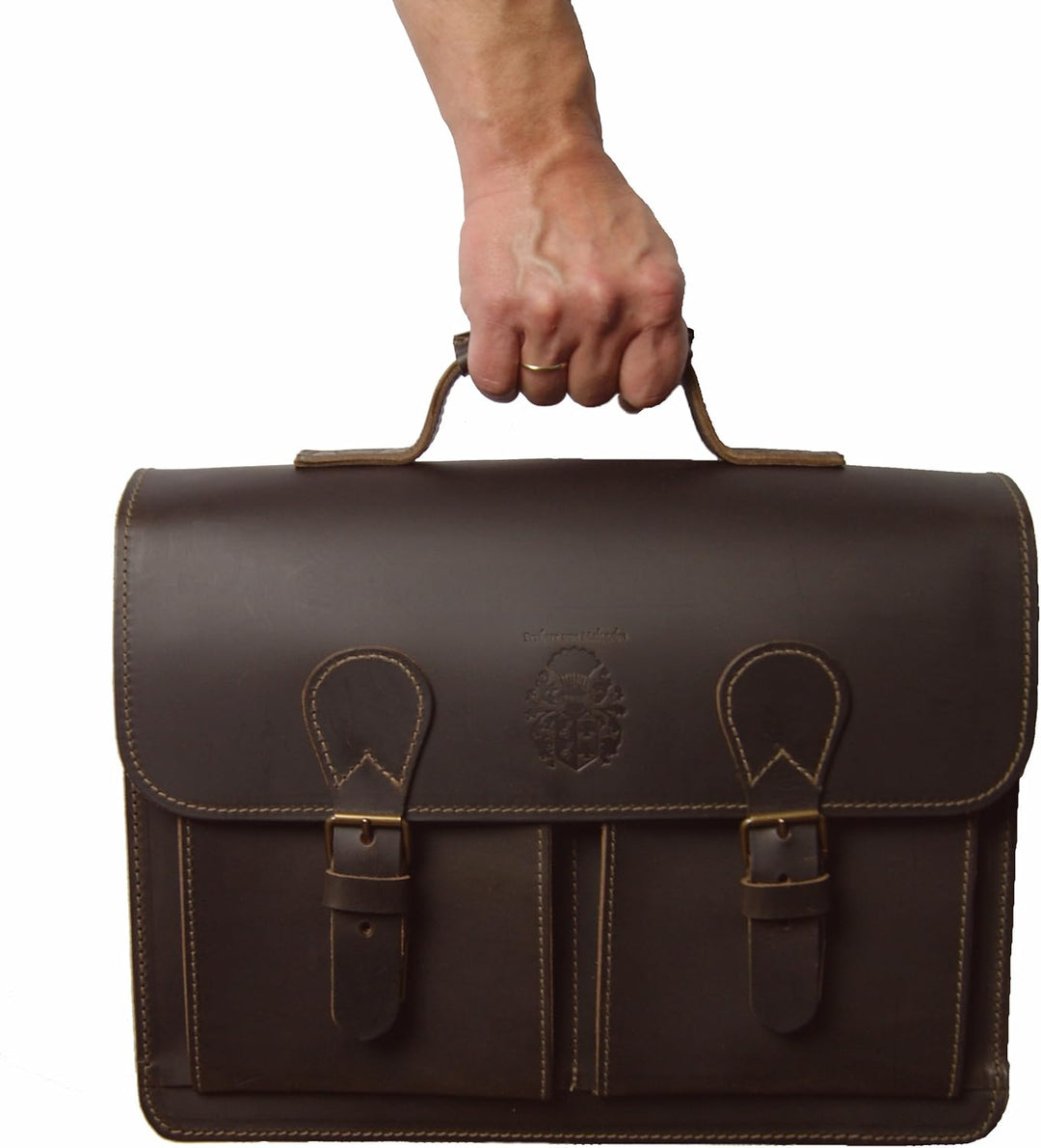 Freiherr von Maltzahn Aktentasche GALILEO 1, 40 cm, braun, Bio-Leder, Made in Germany + Lederpflege