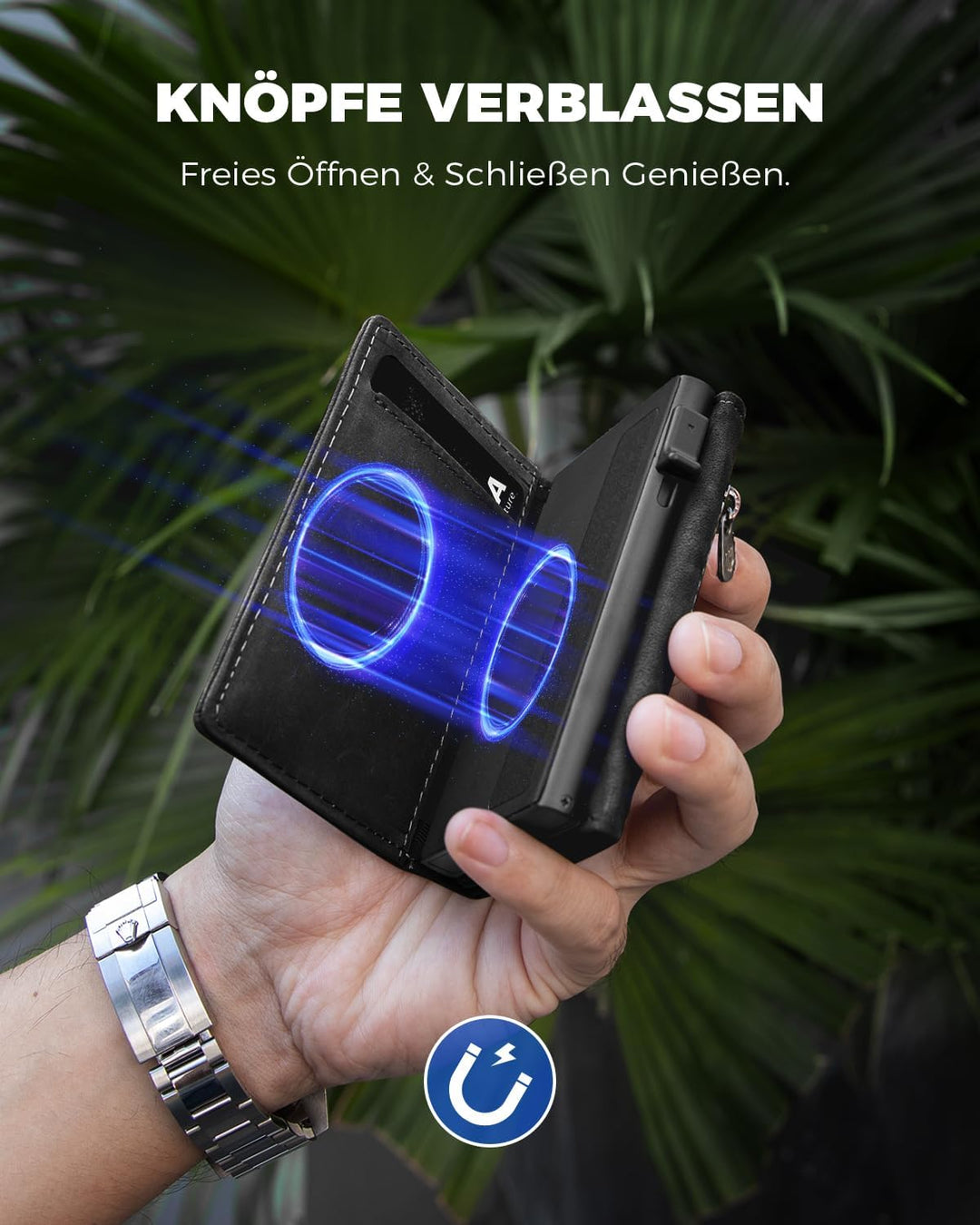 DODENSHA MagSnap Portmonee Herren I Slim Wallet mit Münzfach I Kreditkartenetui Geldbeutel für 10+ K
