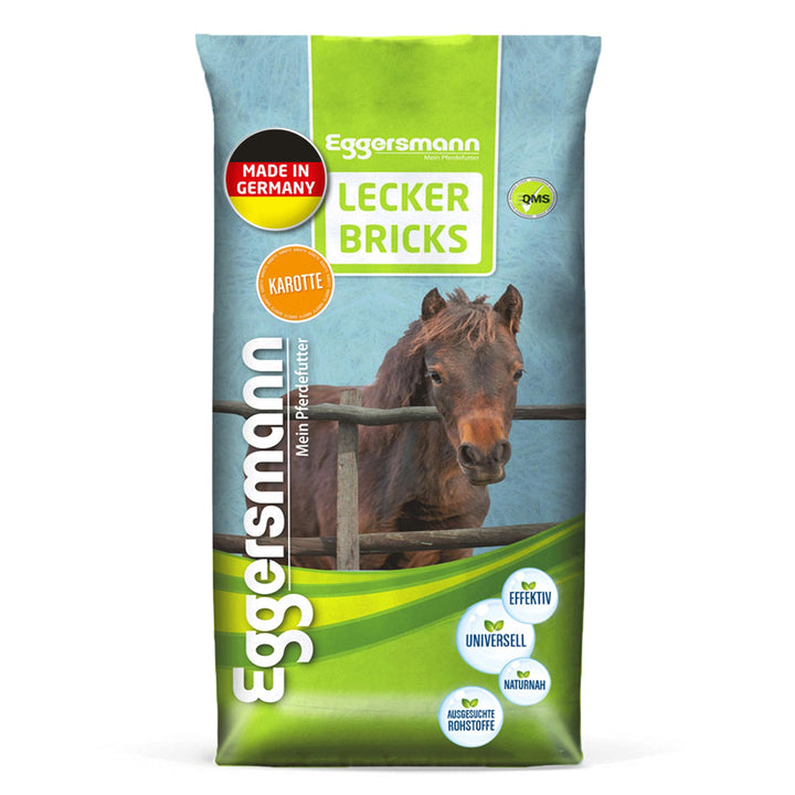 Eggersmann Mein Pferdefutter - Lecker Bricks Karotte 25 kg - Leckerlies für Pferde und Ponies zur Be