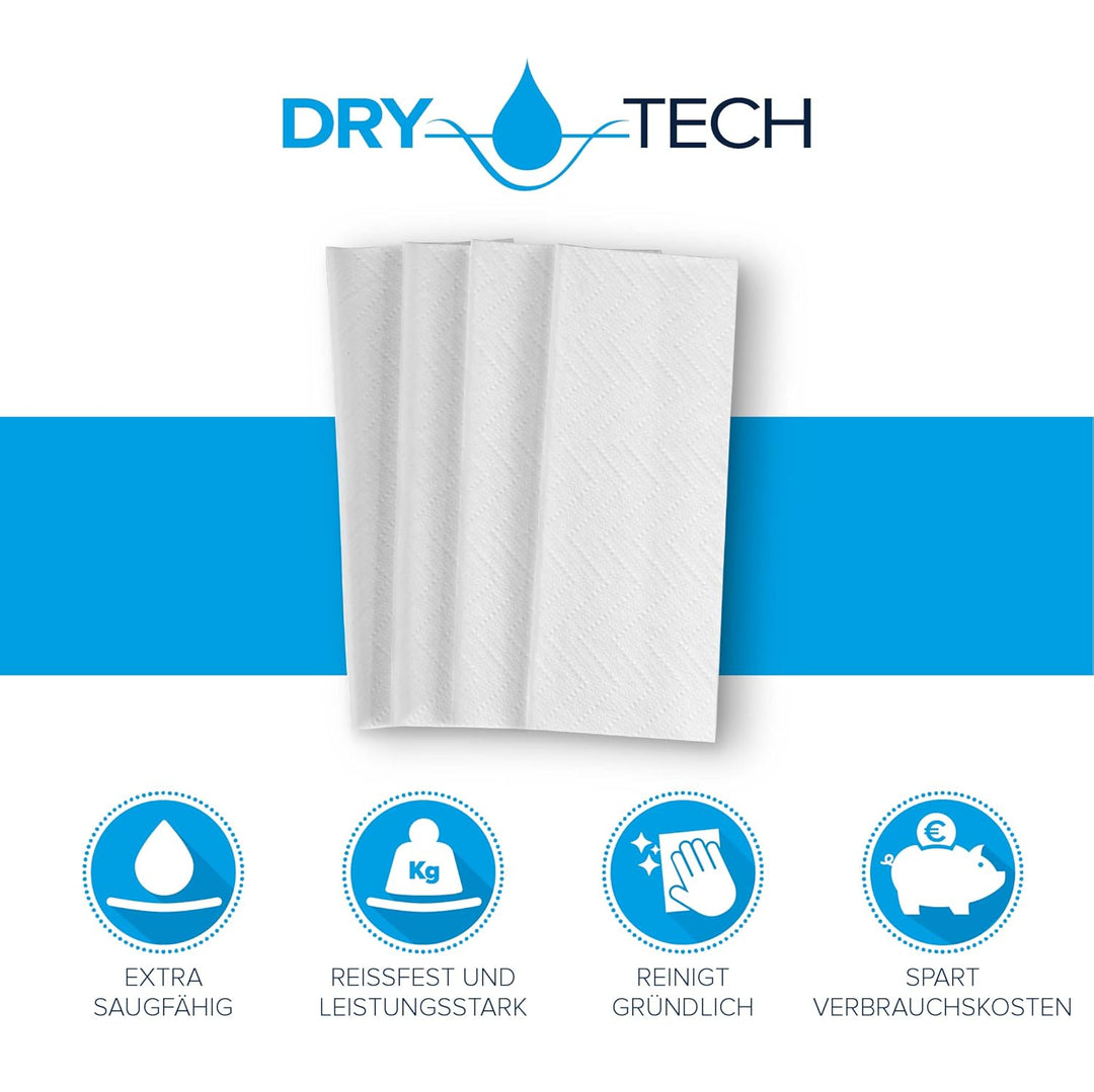 Papernet 407551 DRYTECH Z Falz Falthandtücher, Zellstoff, Wave Prägung, 2-Lagen, Weiss (VE 2600 Stue