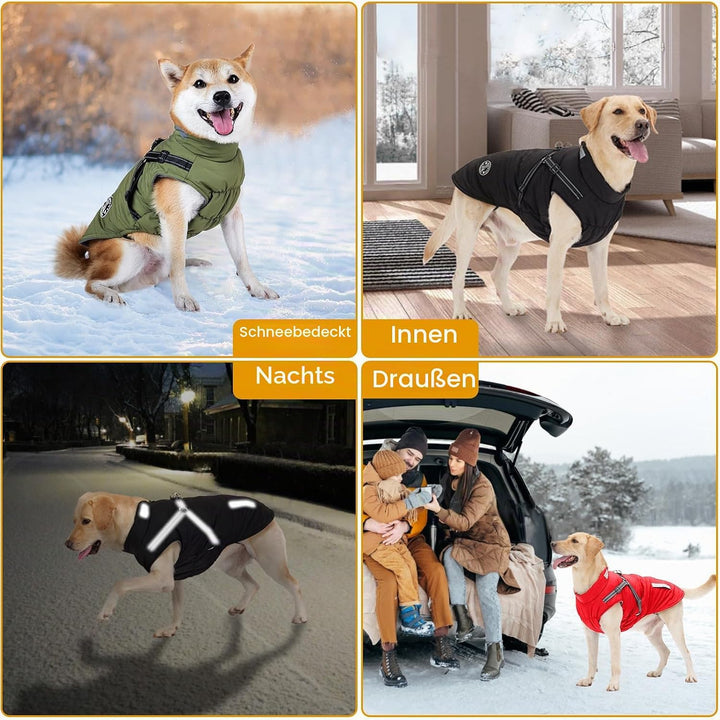 Hundemantel, Winter Hundejacke Wasserdicht Winddichte mit bauchschutz, Outdoor Hunde Wintermantel Hu