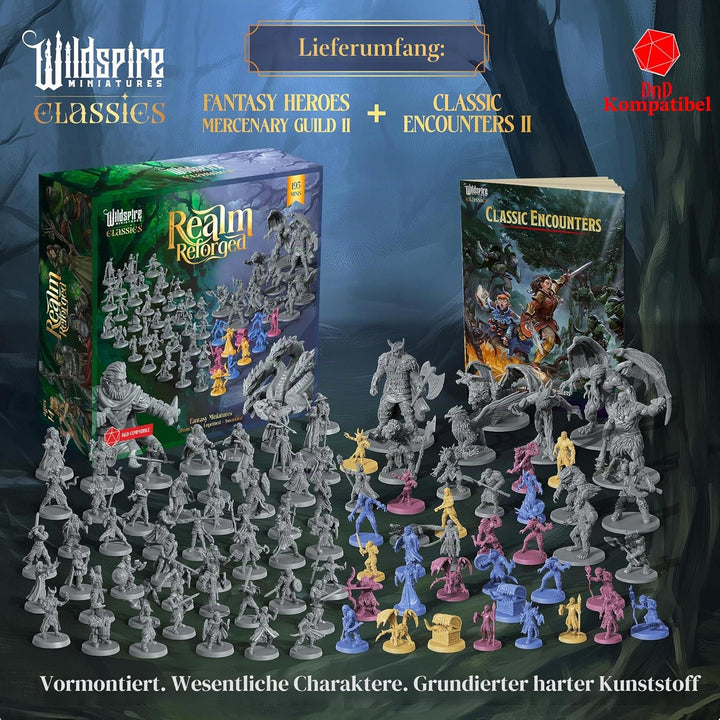 The Realm Set - 195 Minis - Heroes, Monsters, NPC Characters for DND Miniatures Bulk I 28mm Dungeon