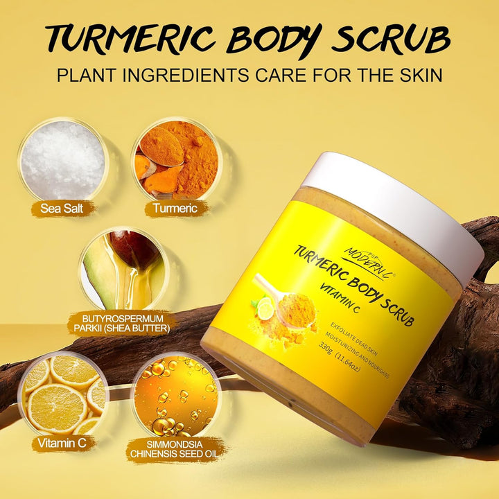 Körperpeeling mit Kurkuma Vitamin C, Peeling, entfernt abgestorbene Haut, verbessert dunkle Flecken,