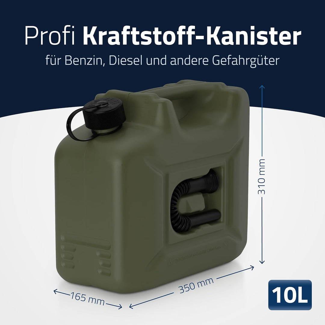 hünersdorff 801000 Kraftstoff-Kanister PROFI 10l für Benzin, Diesel und andere Gefahrgüter, UN-Zulas