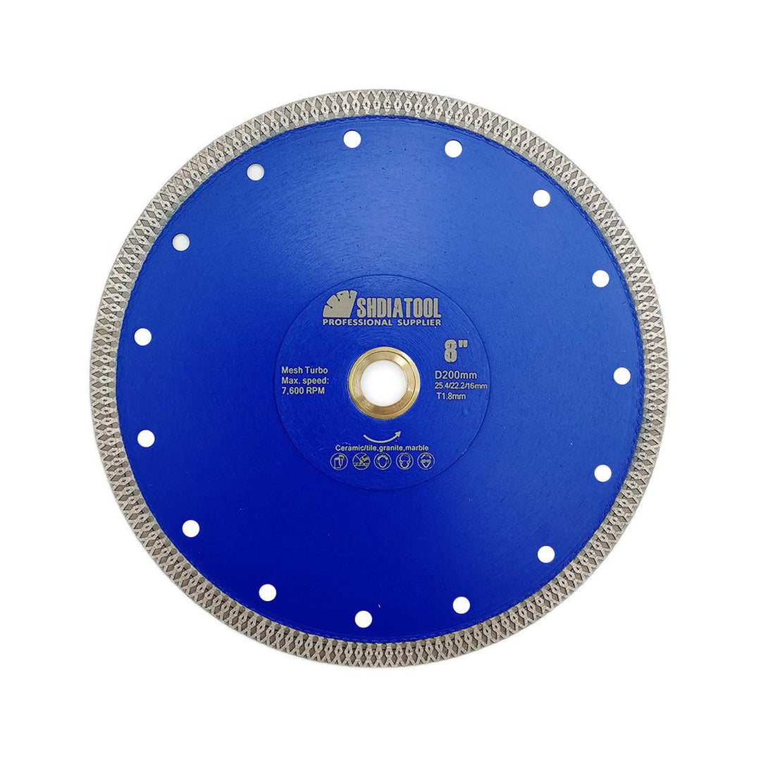 SHDIATOOL Diamant Trennscheibe 200MM Turbo Mesh Diamantklinge mit X Felgensegment für Hart Keramik P