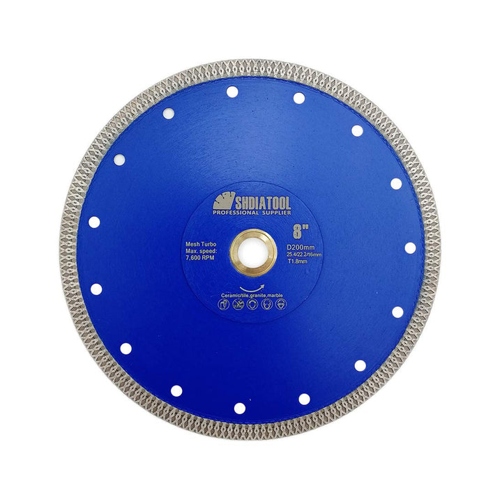 SHDIATOOL Diamant Trennscheibe 200MM Turbo Mesh Diamantklinge mit X Felgensegment für Hart Keramik P
