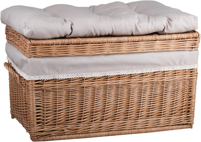 e-wicker24 Wäscheschrank, Truhe für Wäsche, Wäschekorb, Wäschepuff aus Weide, Spielzeugkorb aus Weid