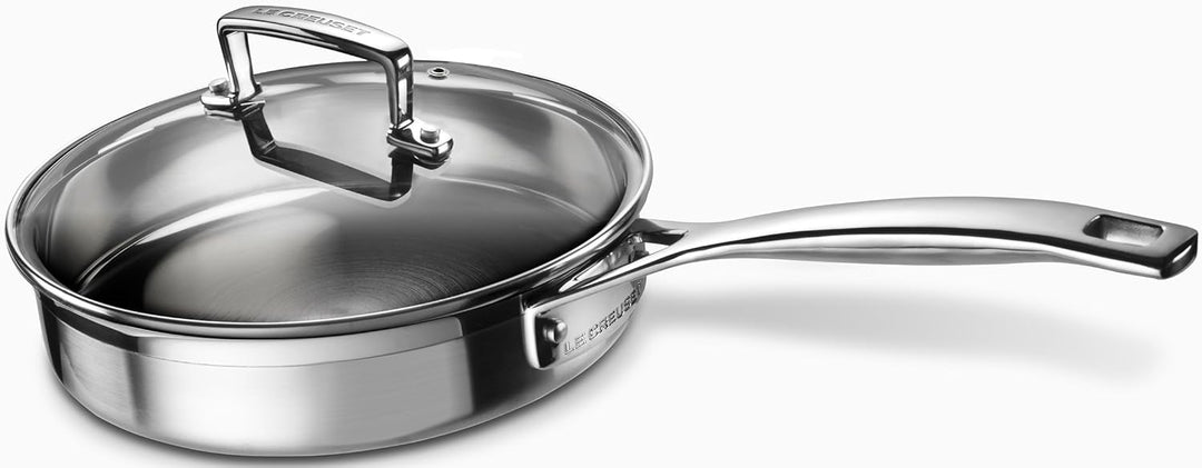 Le Creuset Unbeschichtete Sautépfanne mit Pochiereinsatz aus 3-ply Edelstahl, 20 x 5 cm, 96204220001