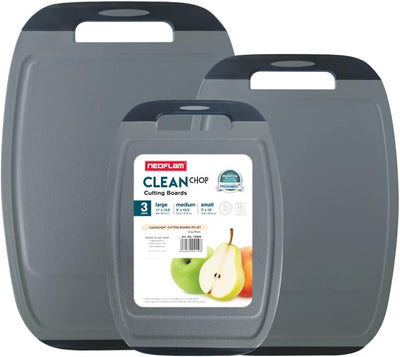 NEOFLAM® – Antibakterielles Schneidebrett Kunststoff rutschfest - 3er Set Schneidbretter Microban® S