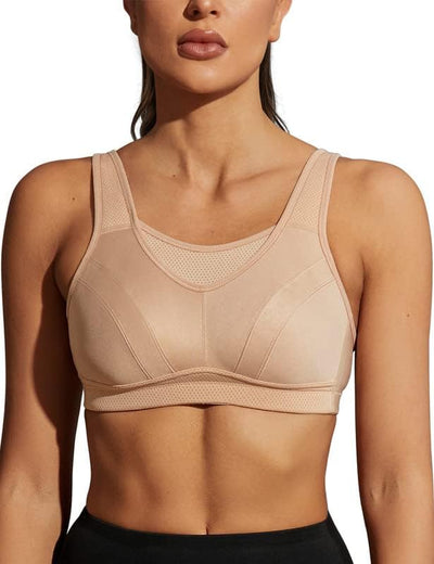 Wingslove Damen Sport BH ohne Bügel Nicht Gepolstert High Impact Bustier Halt Joggen BH 80B Nackt, 8