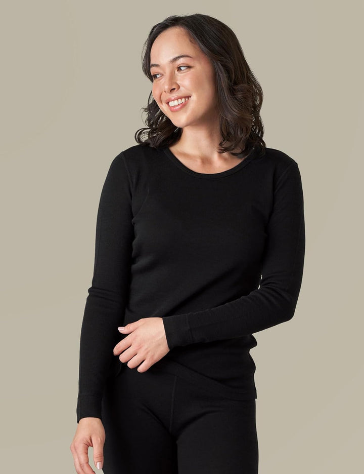 LAPASA Merinowolle Thermounterwäsche Set Damen, Merino Wolle Unterwäsche (L58 Warm/L91 Extra warm) X