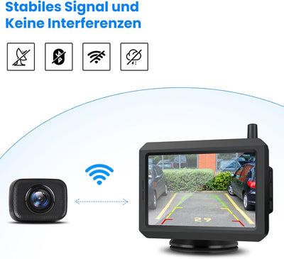 AUTO-VOX W7 Kabellos Digital Rückfahrkamera Set mit 5“(12.7cm) LCD-Monitor mit Antenne, eingebautem