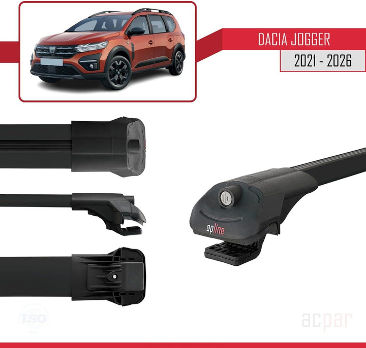 acpar Kompatibel mit Dacia Jogger 2021-2023 Relingträger ACE-1 Dachträger Gepackträger SCHWARZ