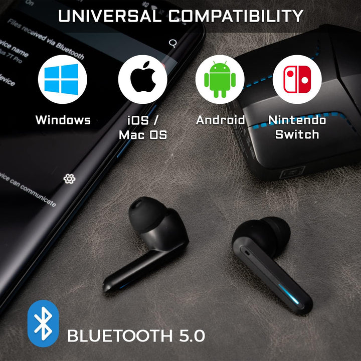 THE G-LAB Korp Krypton Bluetooth 5.0 Wireless Gaming Headset, Ultra Low Latency, 2 eingebaute Mikrof