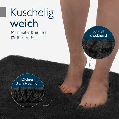 Beautissu Badematte rutschfest 120x70 cm – Duschvorleger Hochflor Badteppich rutschfest Waschbar Sha