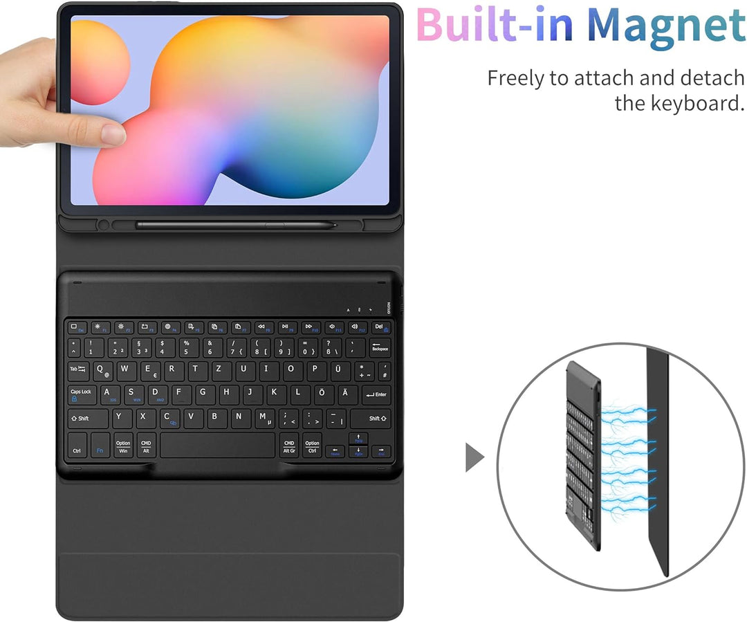 EasyAcc Tastatur Hülle Kompatibel mit Samsung Galaxy Tab S6 Lite 10,4 Zoll 2022/2020 SM-P610N P615N,