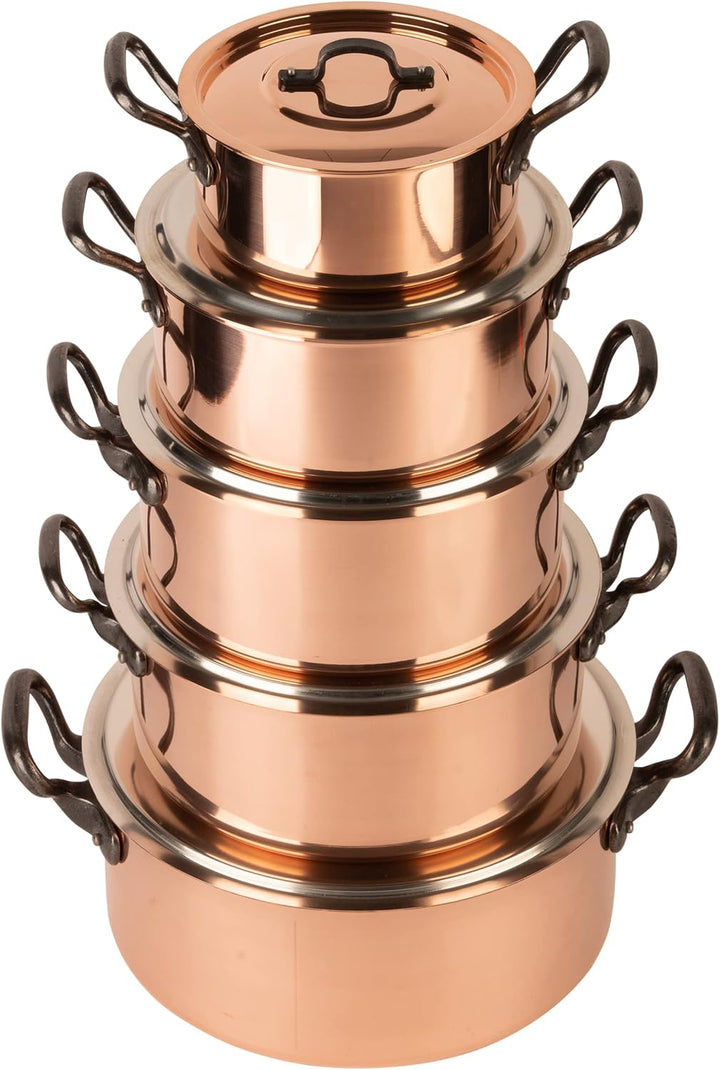 Cuisine Romefort | Kupfertopf verzinnt mit Gusseisengriff und Deckel Ø 28 cm | traditioneller Schmor