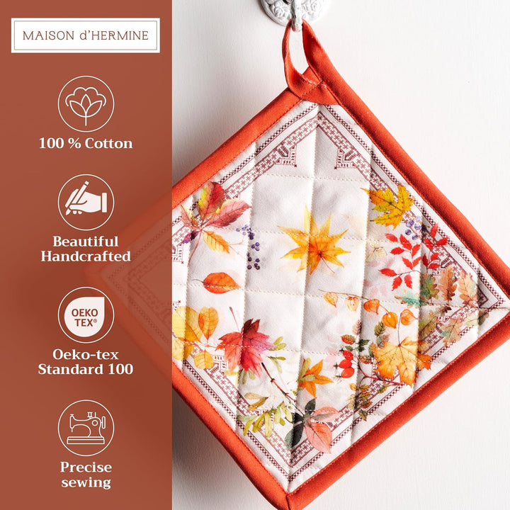 Maison d' Hermine Topflappen 100% Baumwolle hitzebeständig Set mit 2 Topflappen (20cm x 20cm) Hot Pa