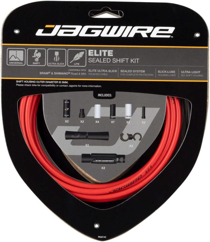 Jagwire Road Elite Schaltzug, versiegelt, 2 Stück 2 x Getriebekabel, rot, Einheitsgrösse, rot