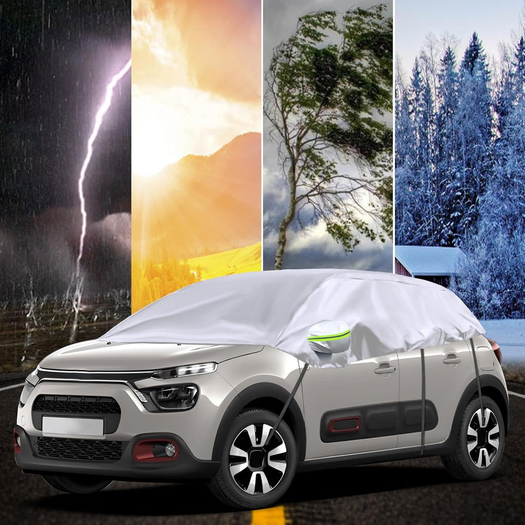 Halbgarage für 2002-2024 Citroen C3, Silber Massgeschneidertes Autogarage Softtop Halbabdeckung mit
