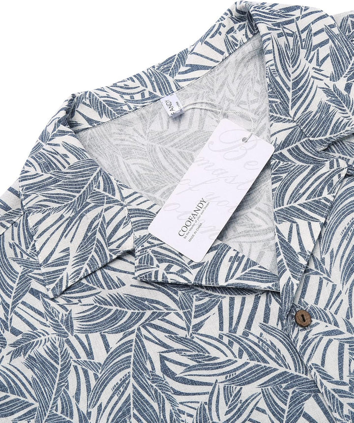 COOFANDY Leinenhemd Herren Hemd Sommer Kurzarm Herrenhemd Freizeit Sommer Hemden Einfarbig Basic Bea
