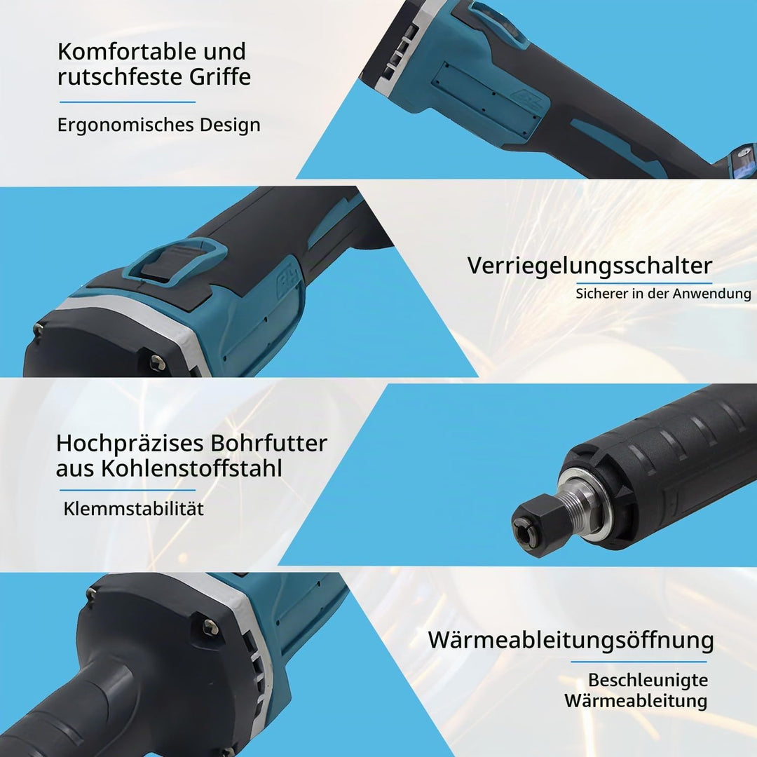 Akku Geradschleifer Kompatibel mit Makita 18V Batterie, Professional Multifunktionswerkzeug Brushles