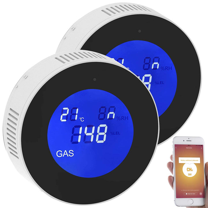 VisorTech Erdgasmelder: 2er-Set WLAN-Multi-Gasmelder, mit App & Sprachansage (Gassensor, Gas Melder
