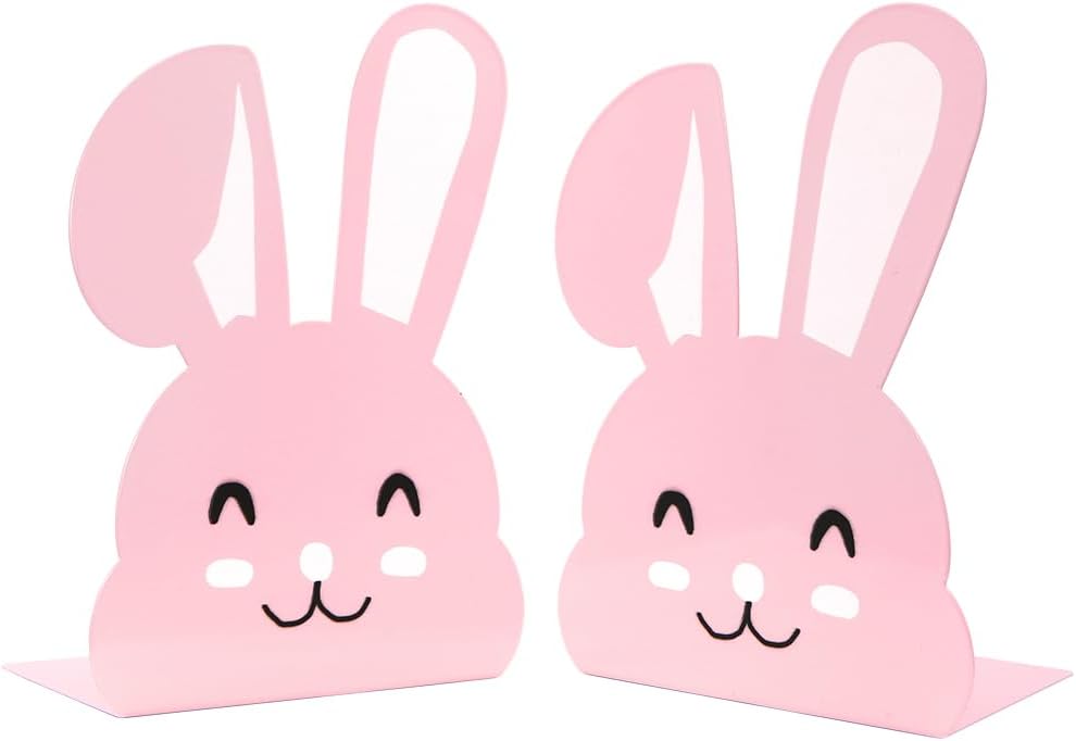 1 Paar niedliche Metall-Buchstützen, Cartoon-Tier-Hase, lange Ohren, rutschfest, Eisen, Buchstütze,