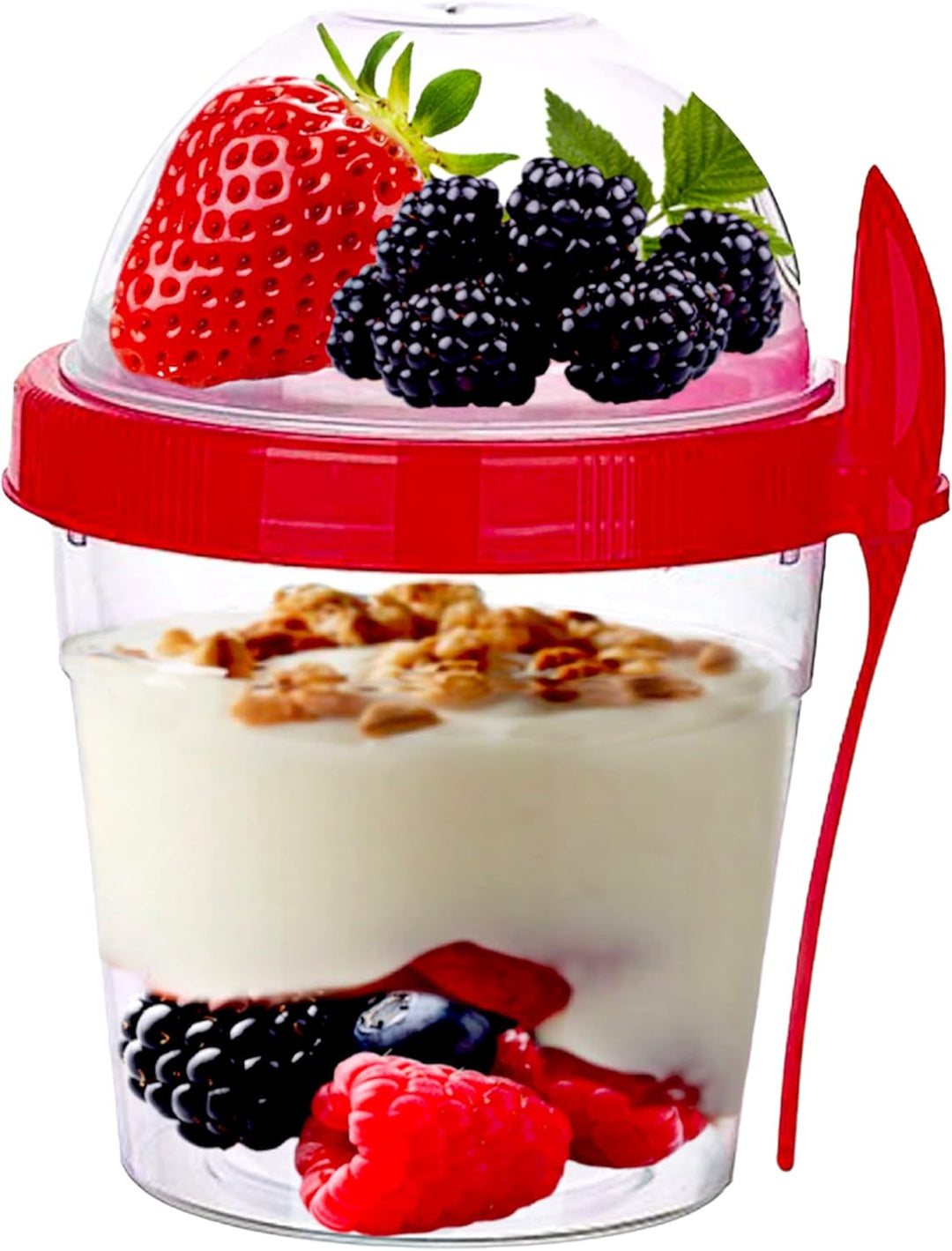 Joghurtbecher mit Löffel, 500ml wiederverwendbare Frühstückstöpfe, Müslibehälter für unterwegs, Lunc