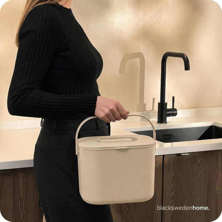 blackswedenhome. Biomülleimer Küche - 7L - Design Komposteimer mit Sieb - Bio-Mülleimer Geruchsdicht