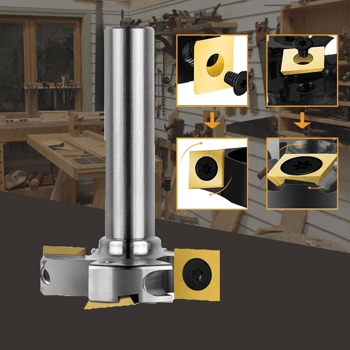 SpeTool Vernickelt Planfräser 12mm Schaft 45mm Schnittdurchmesser Planfräser für Oberfräse Flächenfr